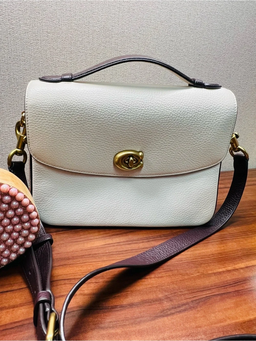 Coach Classic Pebbled Leather Crossbody Bag in Cream